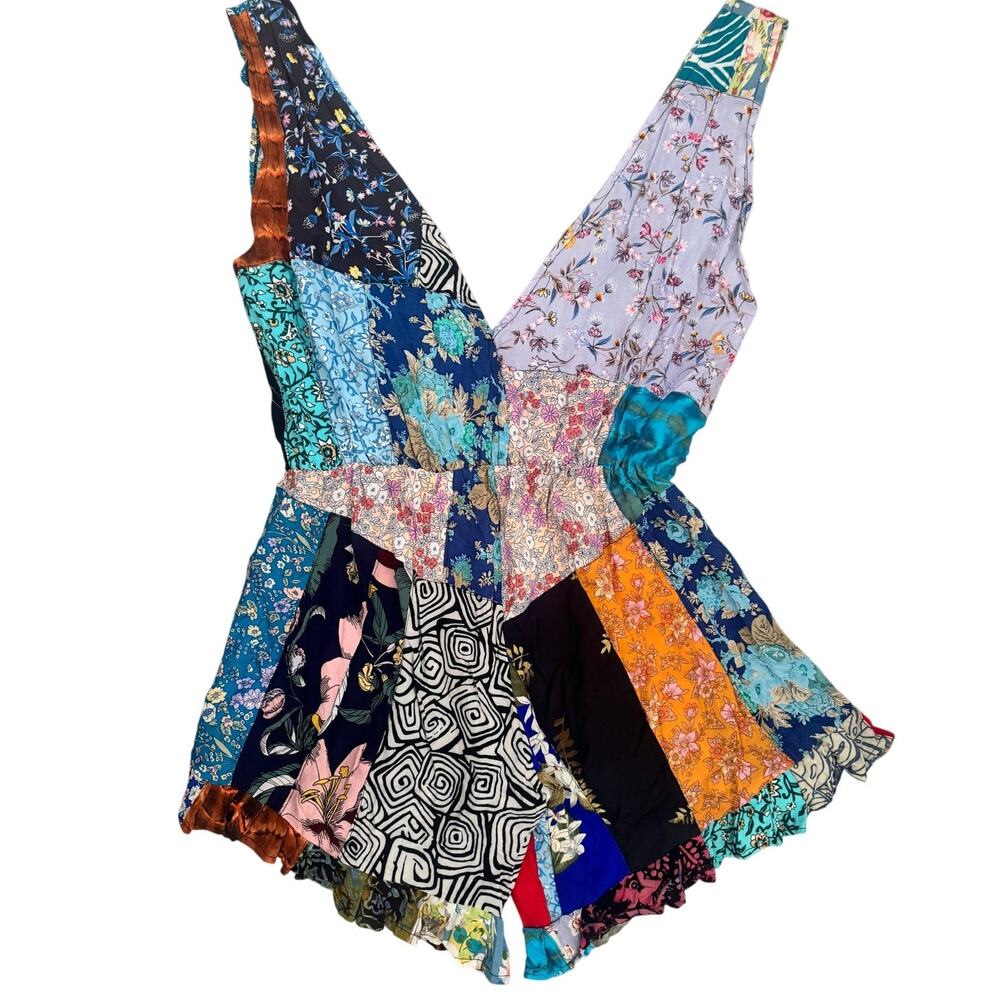 NWOT Boho Patchwork Romper Shorts Festival Cottagecore L/XL